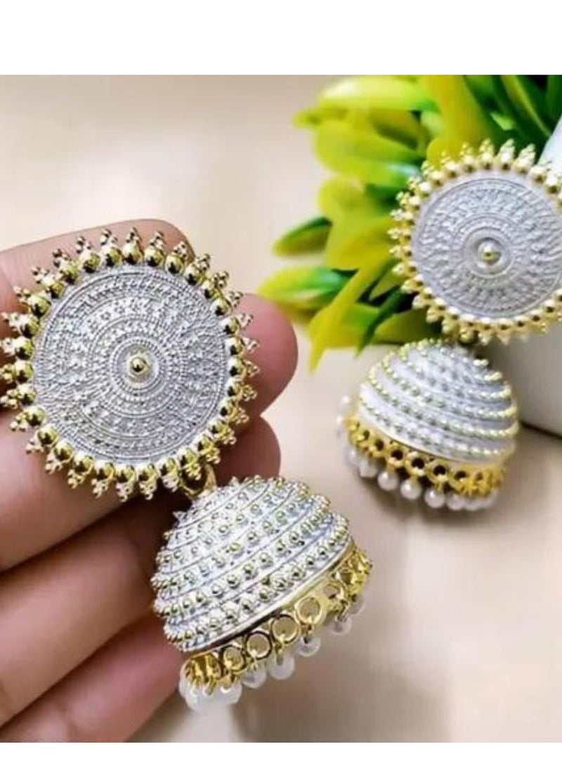 Traditional Jhumka Round Hoop Earring Bollywood Earrings for Women and Girls - Image 4