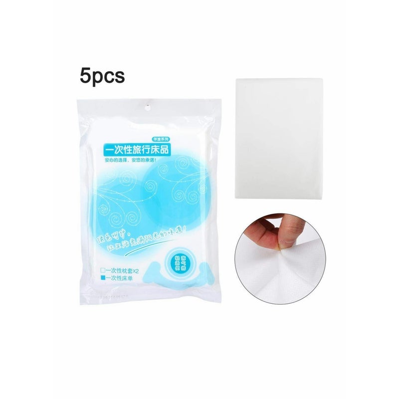 SOLARAE Children's Sheet Pillowcase Sets, 5pcs 120 x 200cm Disposable Bed Sheets Bed Cover Portable Outdoor Hotel Bedding Supplies - Image 4