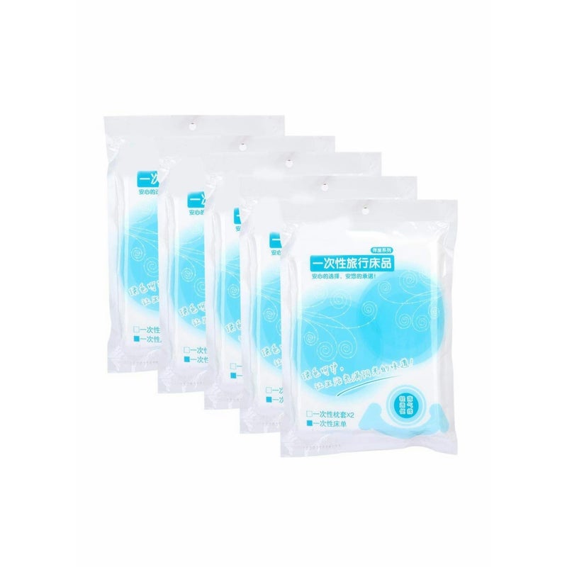 SOLARAE Children's Sheet Pillowcase Sets, 5pcs 120 x 200cm Disposable Bed Sheets Bed Cover Portable Outdoor Hotel Bedding Supplies - Image 1