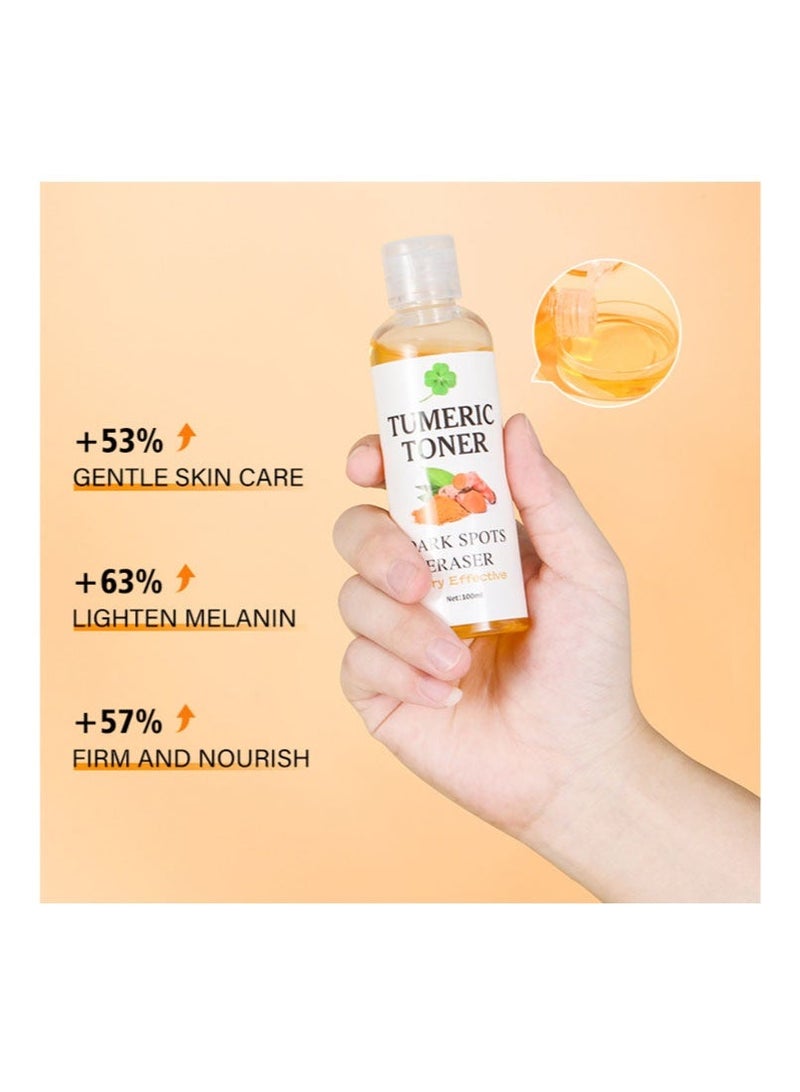100ml Tumeric Toner Dark Spots Eraser Correcting Toner, Blemish Removing Facial Moisturizer for Women, The natural ingredients can clear up acne, lighten dark spots, minimize pores, control oil. - Image 3