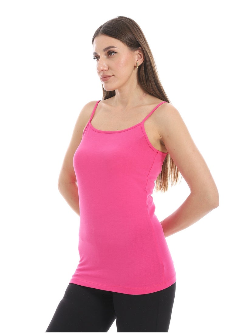 Andora - Fuchsia Spaghetti Sleeves Slip On Top_Fuchsia - Image 1