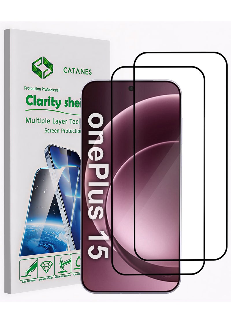 CATANES 2 Pieces Premium Full Cover for OnePlus 15 9H Tempered Glass Screen Protector - Image 1