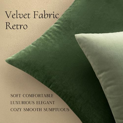 MIULEE Velvet Throw Pillow Covers 16x16 Inch, Pack of 2 - Moss Green, Soft Solid Decorative Pillow Covers Cushion Cases Modern Luxury Home Decor for Spring Couch Sofa Bedroom Livingroom - Image 5