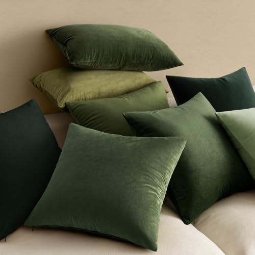 MIULEE Velvet Throw Pillow Covers 16x16 Inch, Pack of 2 - Moss Green, Soft Solid Decorative Pillow Covers Cushion Cases Modern Luxury Home Decor for Spring Couch Sofa Bedroom Livingroom - Image 4