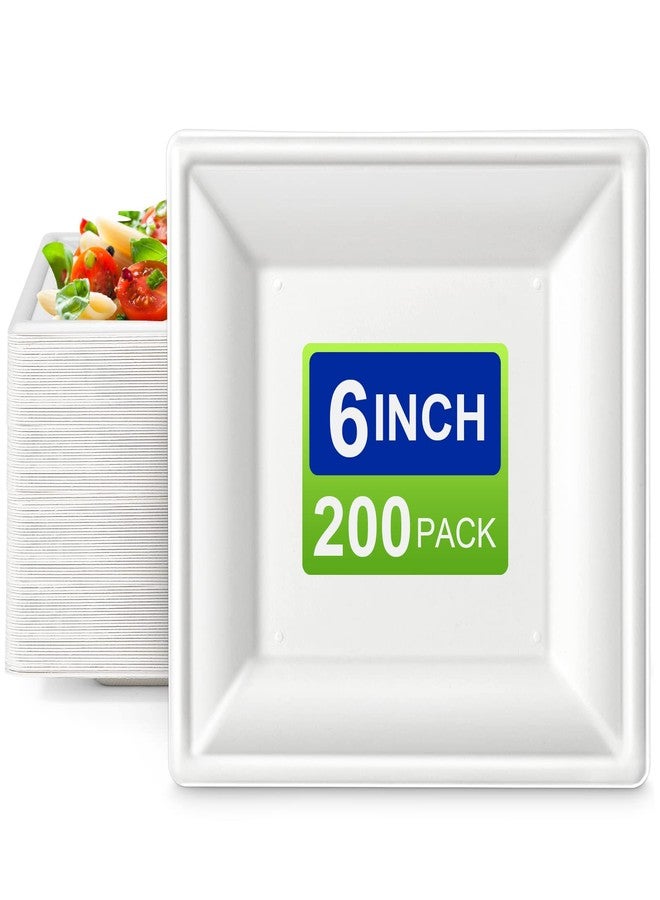 EcoAvance Square Paper Plates, 6 inch Small Paper Plates, 200 Pack Paper Plates Bulk, 100% Compostable Eco Friendly Disposable Plates, Paper Dessert Plates for Party Wedding - Image 1