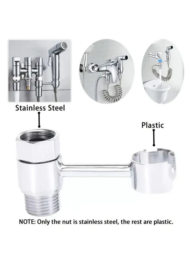 Black No Drill Installation Rotating Toilet Spray Gun Holder With Triangular Valve Fixed Base - Image 2