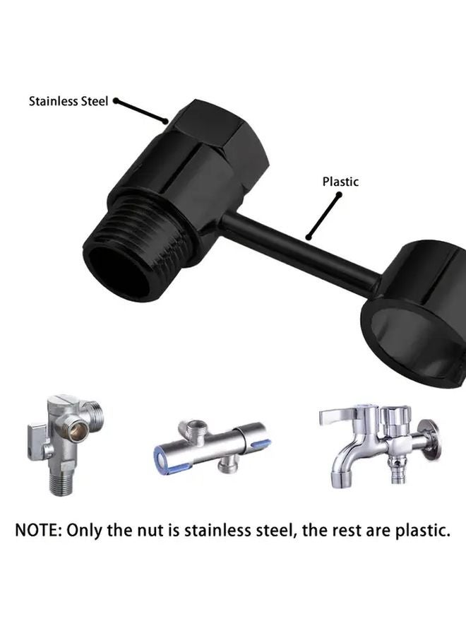 Black No Drill Installation Rotating Toilet Spray Gun Holder With Triangular Valve Fixed Base - Image 5