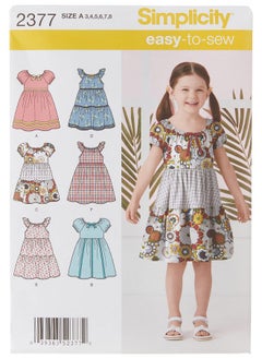 Simplicity Learn To Sew Patterned Girl'S Dress Sewing Pattern Template Sizes 3 8  - Image 1