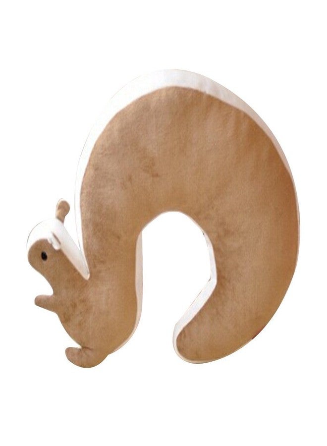Lacheln Cartoon U Shape Travel Pillow Car Neck Support Rest Cushion for Airplane Bus Train Home Office Soft Plush,Brown Squirrel - Image 2