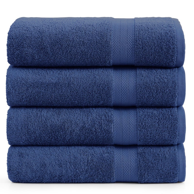 LANE LINEN LANE LINEN 100 Cotton 4 Pack Bath Sheets 35x66  Ring Spun Cotton Extra Large Bathroom Towels  Quick Dry Soft  Absorbent Oversized Luxury Bath Towels  Machine Wash in Cold Water  Navy Blue 