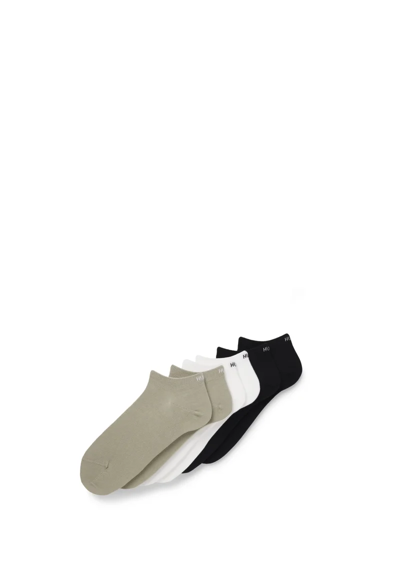 Six-pack of cotton-blend ankle socks with logos