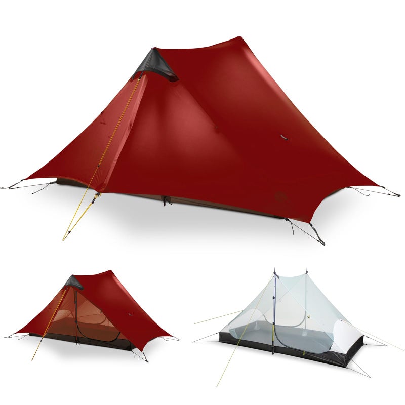 MIER LANSHAN Ultralight Tent 3-Season Waterproof Backpacking Tent for 2 Person Camping, Climbing, Hiking, Travelling, Mountaineering, 2-Person, Red - Image 1