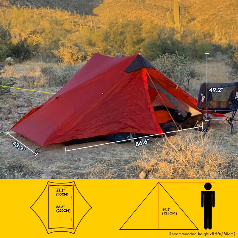 MIER LANSHAN Ultralight Tent 3-Season Waterproof Backpacking Tent for 2 Person Camping, Climbing, Hiking, Travelling, Mountaineering, 2-Person, Red - Image 3
