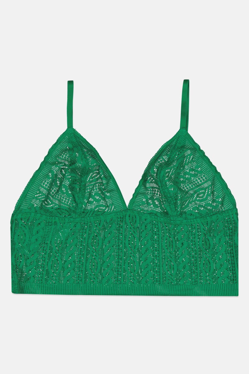 Aerie Women Non Padded Textured Bra, Green - Image 1