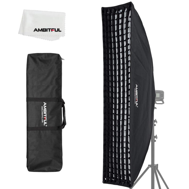 AMBITFUL FW35x160 35x160cm Strip Honeycomb Grid Bowens softbox with Honeycomb Grid Carrying Bag for Bowens Mount lamp FW35x160 14x63