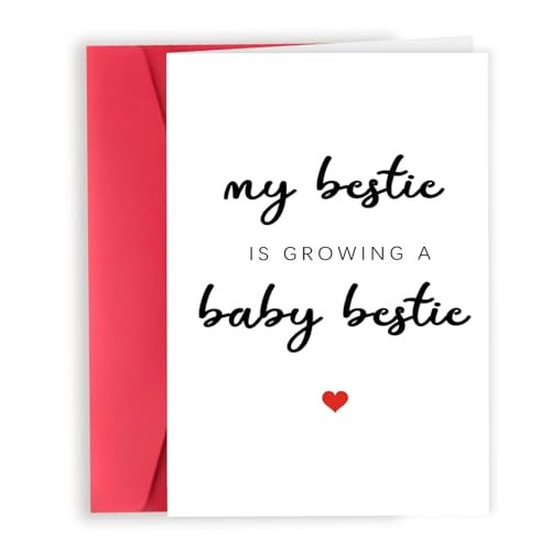 Londue Bestie Pregnant Card, Best Friend Pregnant Gifts, Pregnancy Card for Mommy to Be, Congrats Gift for Expectant Mothers, My Bestie is Growing A Baby Bestie - Image 1