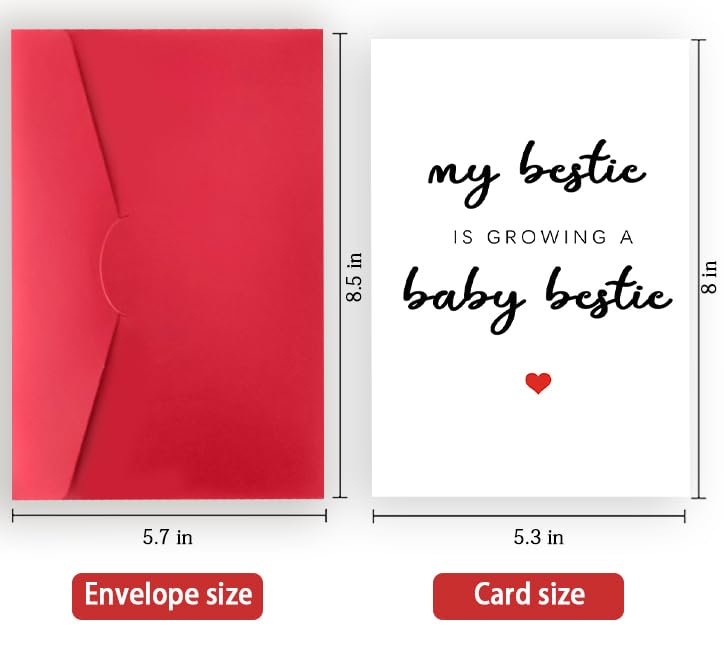 Londue Bestie Pregnant Card, Best Friend Pregnant Gifts, Pregnancy Card for Mommy to Be, Congrats Gift for Expectant Mothers, My Bestie is Growing A Baby Bestie - Image 2