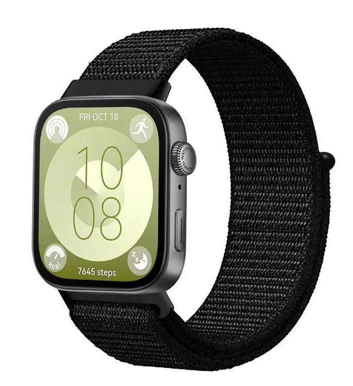 Youque Nylon Watchband Replacement Bracelet for Huawei Watch Fit 3/Fit 4/Fit 4 Pro Black - Image 1