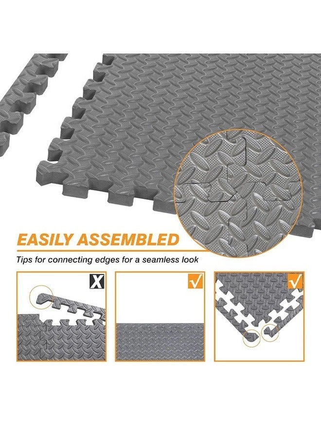 Foam Floor Mat, Gym Flooring for Home Gym Interlocking Exercise, Children's Patchwork Crawling Mat, Home Bedroom Floor Mat, Thickened Crawling Mat,  EVA  Summer Jigsaw Carpet（Grey） - Image 3