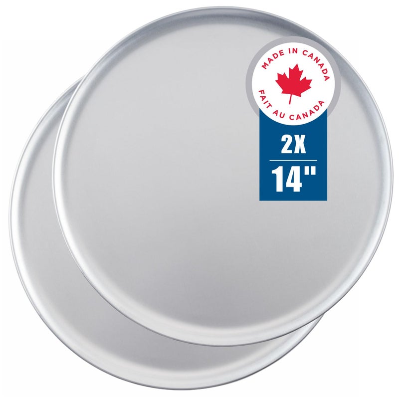 Norjac 14 Inch Pizza Pan 2 Pack Round Aluminum Pans Baking Tray for Oven RustFree Durable  Long Lasting