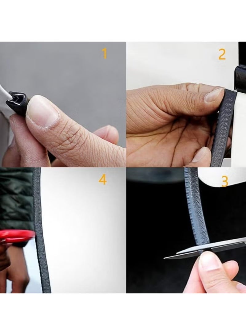 Classic Car Door Edge Guards, Rubber Clip Seal U Shape Edge Trim Guard Protection Car Metal Door Edge Protector Strip, Fit for SUV Sedan and Most Models (16.4 Ft(5M) No Glue Required (Black) - Image 2