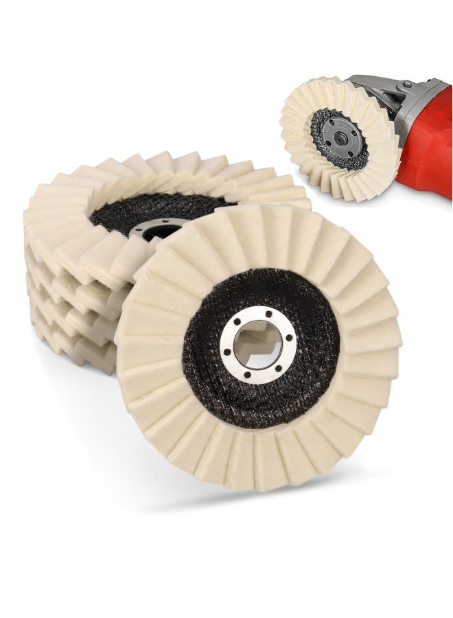Generic 5 PCS Wool Polishing Wheel Type 27 Flap Disc Set, 5 Inch x 7/8 Very Fine Felt Polishing Pads, Wool Buffing Wheels, Angle Grinder Attachments, Fast Heat Dissipation - Image 1