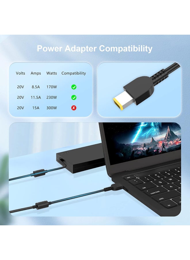 Zexen 230W Charger Compatible with Lenovo Legion Charger Yellow Square Tip Fit for Legion Y540 Y545 Y740 Y730 Y900 Y910 Y920 Y7000 Thinkpad P50 P51 P52 P53 P70 Laptop Power Supply Cord 20V 11.5A - Image 4