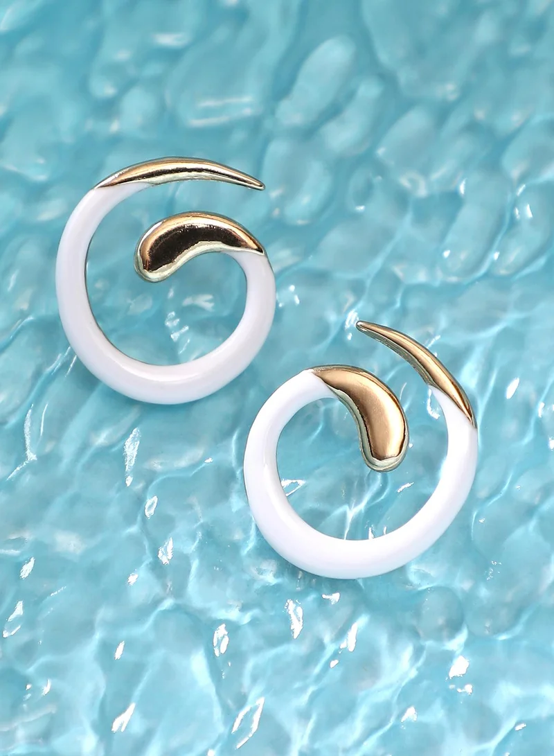 SOHI Women The Enamel-Spirale Stud Earrings | California Gold Colour | One-Size | Metallic Alloy Material | Push Back Closure | Earrings For Casual & Evening Wear