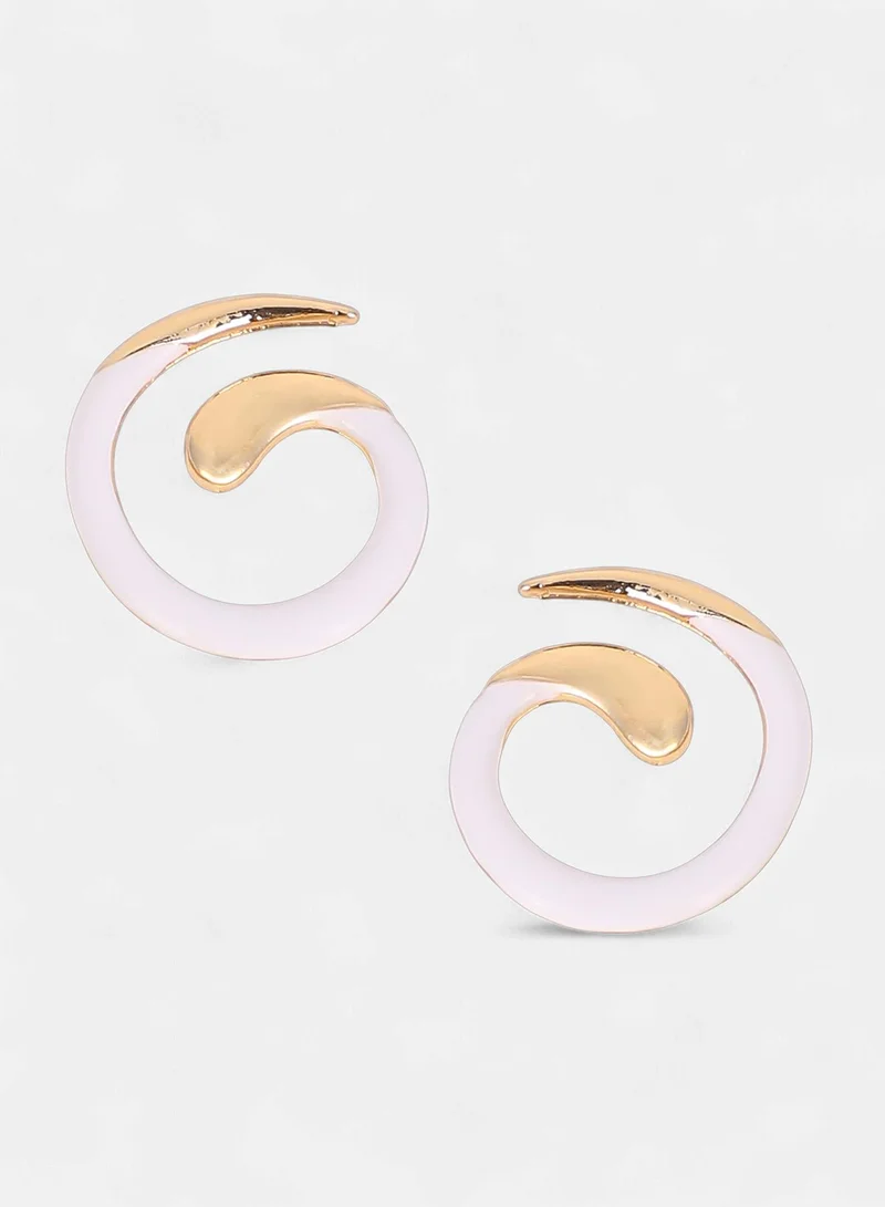 Sohi  Women The Enamel-Spirale Stud Earrings | California Gold Colour | One-Size | Metallic Alloy Material | Push Back Closure | Earrings For Casual & Evening Wear for Women | Best Price UAE