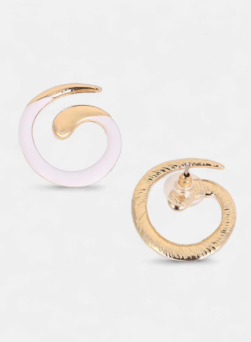 Sohi  Women The Enamel-Spirale Stud Earrings | California Gold Colour | One-Size | Metallic Alloy Material | Push Back Closure | Earrings For Casual & Evening Wear for Women | Best Price UAE