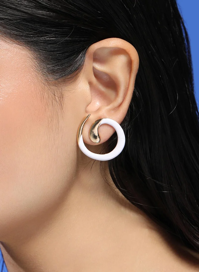 SOHI Women The Enamel-Spirale Stud Earrings | California Gold Colour | One-Size | Metallic Alloy Material | Push Back Closure | Earrings For Casual & Evening Wear