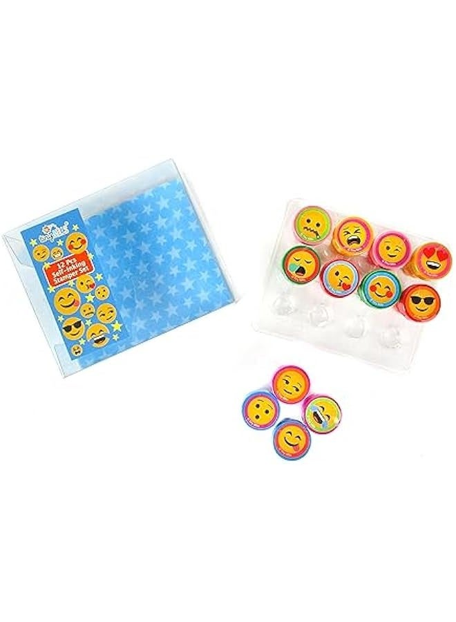 12 Pieces Kids Emoji Stamp Set - Fun Self-Inking Emoticon Stamps for Parties and Gifts - Image 3