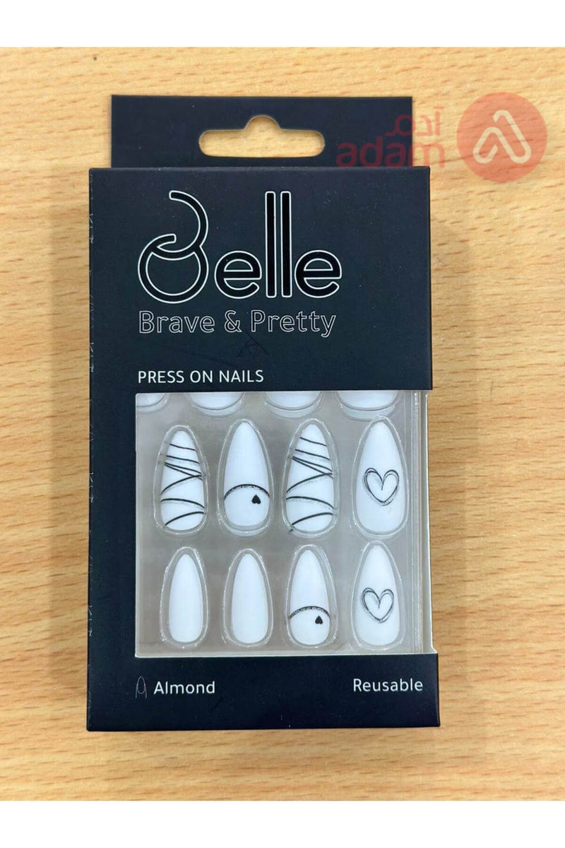BELLE  NAILS MATTE WHITE/BLACK