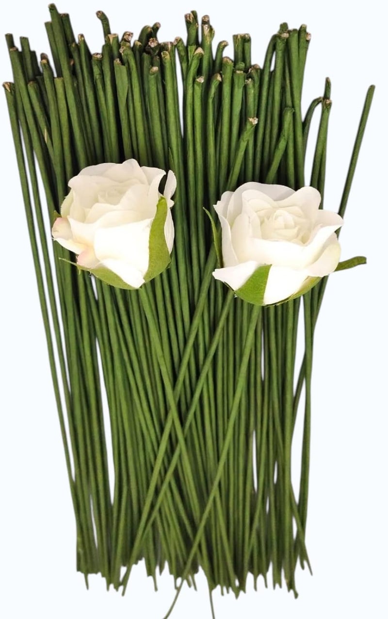 3A Featuretail 12 Inch Dark Green Floral Stem Wire Crafting Floral Paper Wrapped Wire for Artificial Flowers Making, Plant Stub Stem, DIY Flower Arrangement (50 Piece, Green Floral Wire) - Image 3