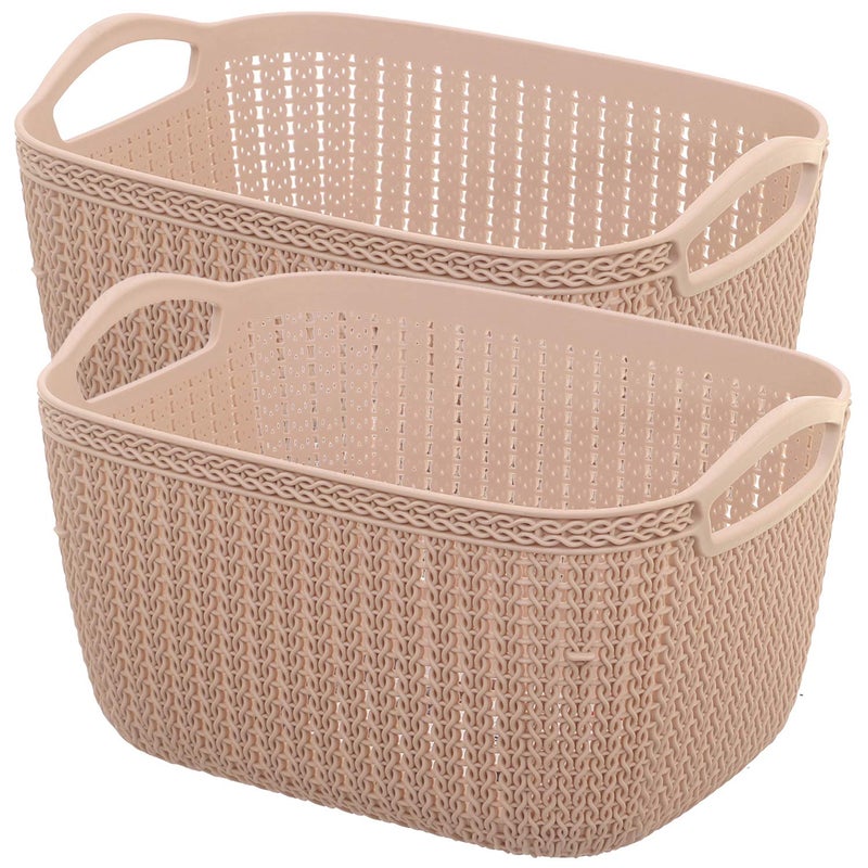 Kuber Industries Fruit Basket For Dining Table|Plastic Basket For Storage|Flexible Kitchen Storage Baskets|Pack of 2 (Peach) - Image 1