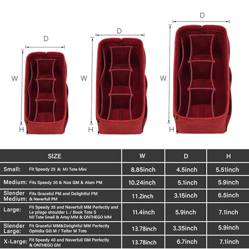 ZTUJO Purse Organizer Insert, Felt Bag Organizer For Handbag, 13 Colors, 6 Sizes (Large, Red) - Image 2