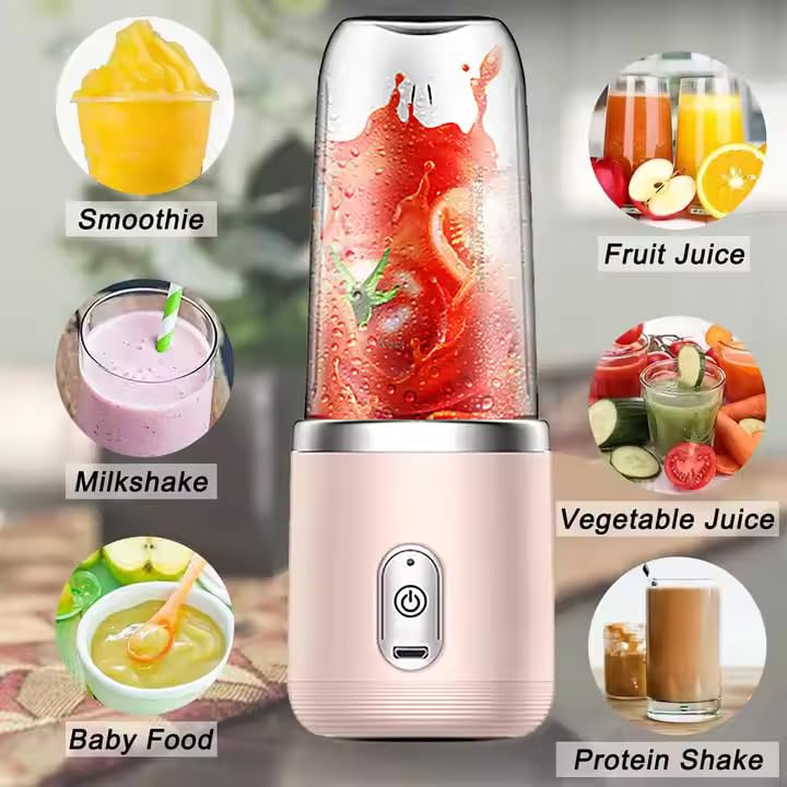 Qlect Portable Blender For Smoothie And Juices : Powerful 40 Watts Juicer Blender that Can Crush Ice too | Juicer Machine With 1800 Mah Rechargeable Battery-Smoothie Blender With Built In 400 ML Jar - Image 2