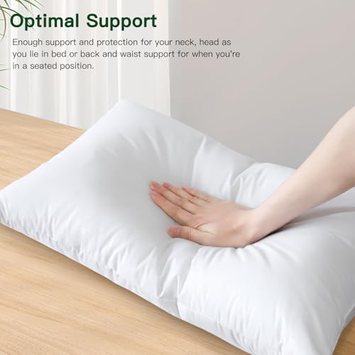 OTOSTAR Pack of 2 Down and Feather Throw Pillow Inserts, 12 x 20 Soft Fluffy Pillow Inserts with 100% Cotton Cover Decorative Pillows for Sofa Couch Bed-White - Image 4