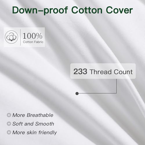 OTOSTAR Pack of 2 Down and Feather Throw Pillow Inserts, 12 x 20 Soft Fluffy Pillow Inserts with 100% Cotton Cover Decorative Pillows for Sofa Couch Bed-White - Image 3