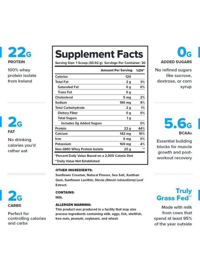 LEGION Whey+ Protein Whey Isolate from Grass Fed Cows - Whey Protein Isolate Powder Low Calorie, Non-GMO, Sugar Free, Lactose and Gluten Free, All Natural Protein Powder for Men & Women, 30 Servings - Image 1