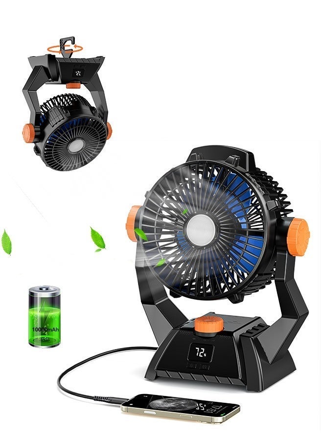 FlashFish Box Fan X60 solar rechargeable fan Built-in powerful desk fan battery 15600mah comes with LED light Table fan Suitable for staying cooling  outdoors - Image 1