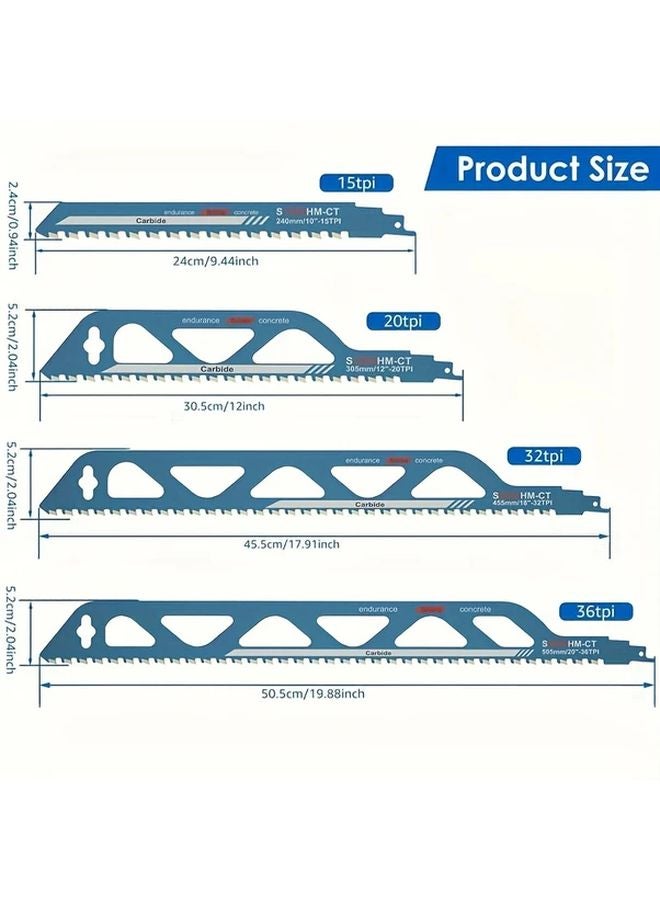 10 Inch Tungsten Steel Reciprocating Saw Blade For Brick Concrete Cement Cutting - Image 3