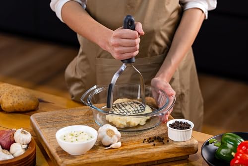 Zyliss Stainless Steel Potato Masher Food Smasher for Potatoes Avocados More Home Kitchen Essentials Accessories Manual Potato Masher Tool DishwasherSafe Vegetable Masher Grey - Image 3