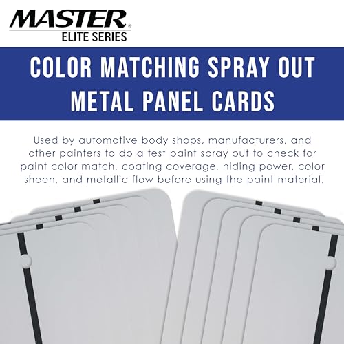 Master Airbrush Master Elite Paint Color Matching Spray Out Metal Panel Cards (Pack of 50, White) - Black Strip for Coating Coverage Test, Sheen, Metallic Flow - Check Color Match Accuracy - Automotive Refinishing - Image 2