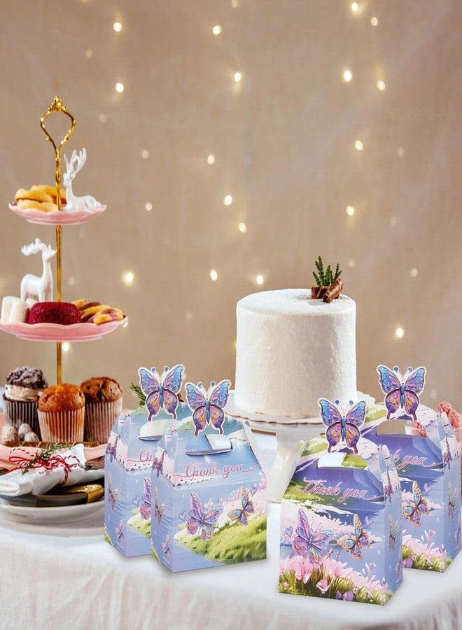 KBDHYY 24Pcs Butterfly Party Favor Treat Box, Butterfly Floral Candy Goodie Gable Box, Purple Butterfly Thank You Paper Gift Box for Birthday Wedding Baby Shower Decorations Packaging Supplies (Purple) - Image 5