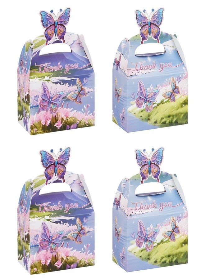KBDHYY 24Pcs Butterfly Party Favor Treat Box, Butterfly Floral Candy Goodie Gable Box, Purple Butterfly Thank You Paper Gift Box for Birthday Wedding Baby Shower Decorations Packaging Supplies (Purple) - Image 1