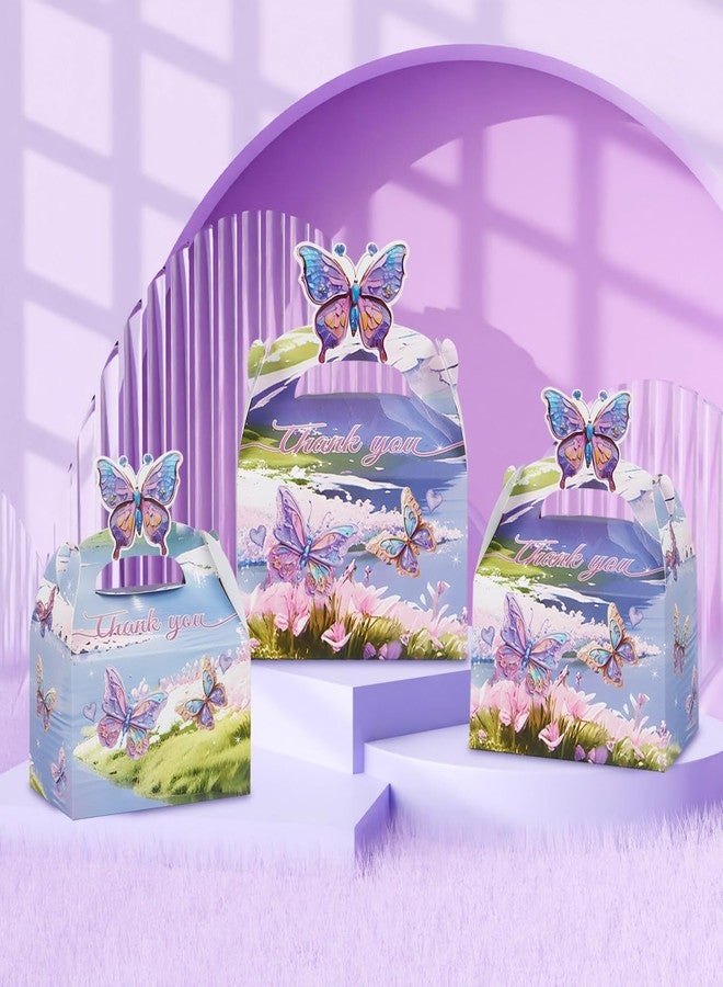 KBDHYY 24Pcs Butterfly Party Favor Treat Box, Butterfly Floral Candy Goodie Gable Box, Purple Butterfly Thank You Paper Gift Box for Birthday Wedding Baby Shower Decorations Packaging Supplies (Purple) - Image 4