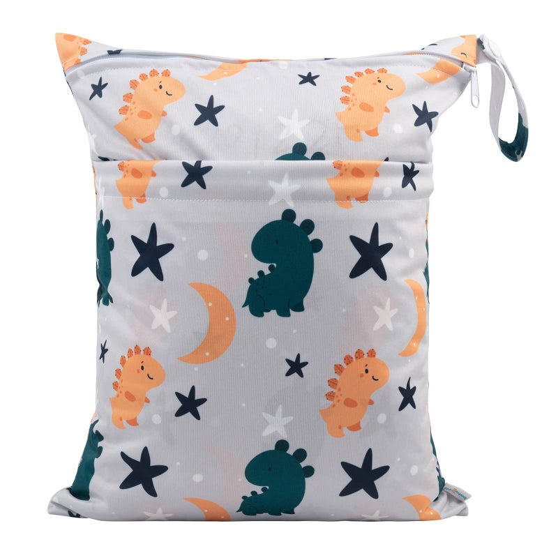 babygoal Wet Dry Bags for Baby Cloth Diapers, Washable Travel Bags, Beach, Pool, Gym Bag for Swimsuits & Wet Clothes with Two Zippered Pockets 3 Pack, 3LN23 - Image 5