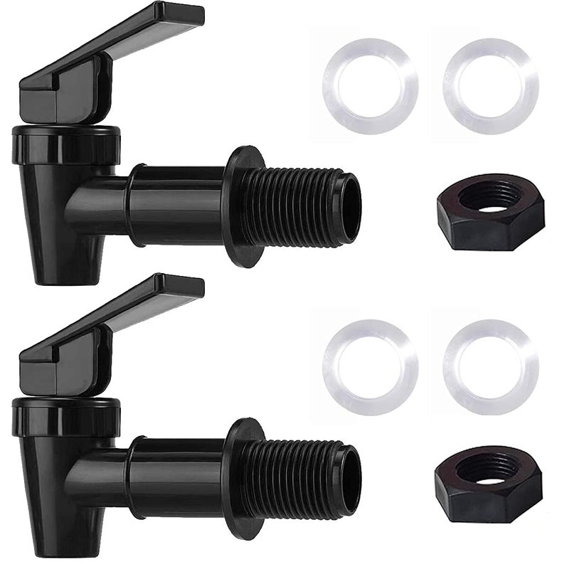 Water SpigotBPA Free Plastic Spigot Universal Replacement Faucet for 5 gallon bucket Wine Barrels Water Cooler Filtration Systems and filter water pitcher2 Black