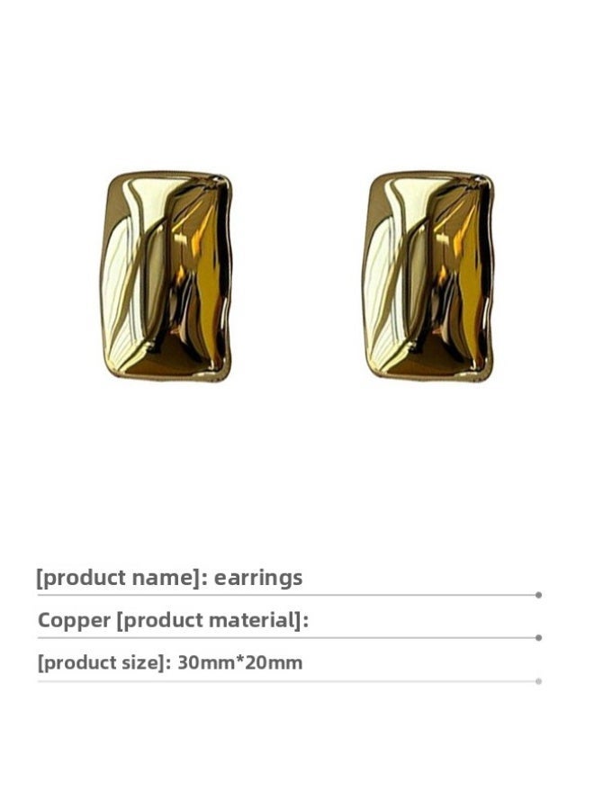 Ucanbe Geometric Square Copper Gold-Plated Earrings – Fashion Gold Light Luxury Ear Accessories - Image 3